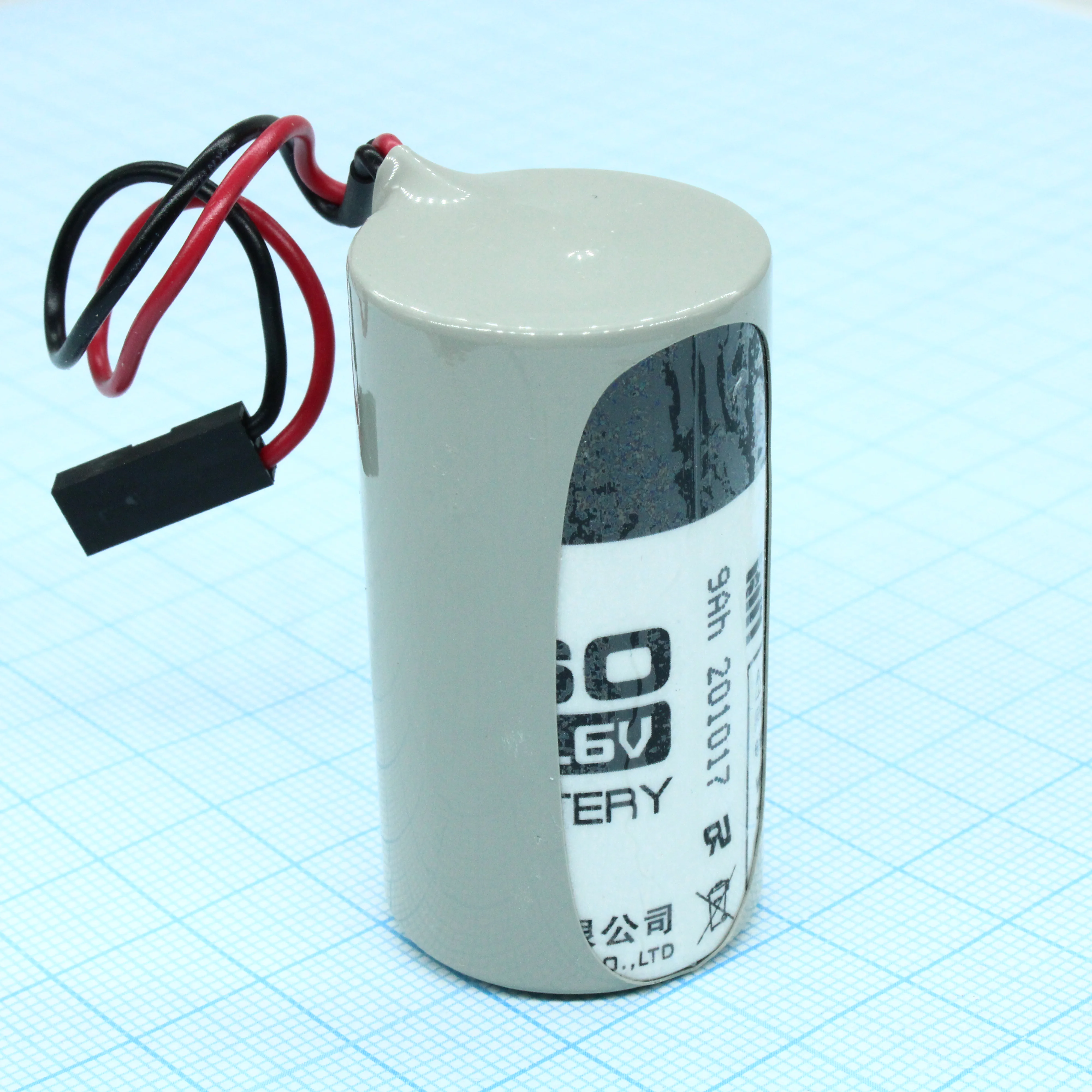ER26500H-LD/DUPONT.DB2.54 - Li, SOCl2 батарея типоразмера C, 3.6В, 8.5Ач, разъем с проводами приварены к выводам, -55...85 °C