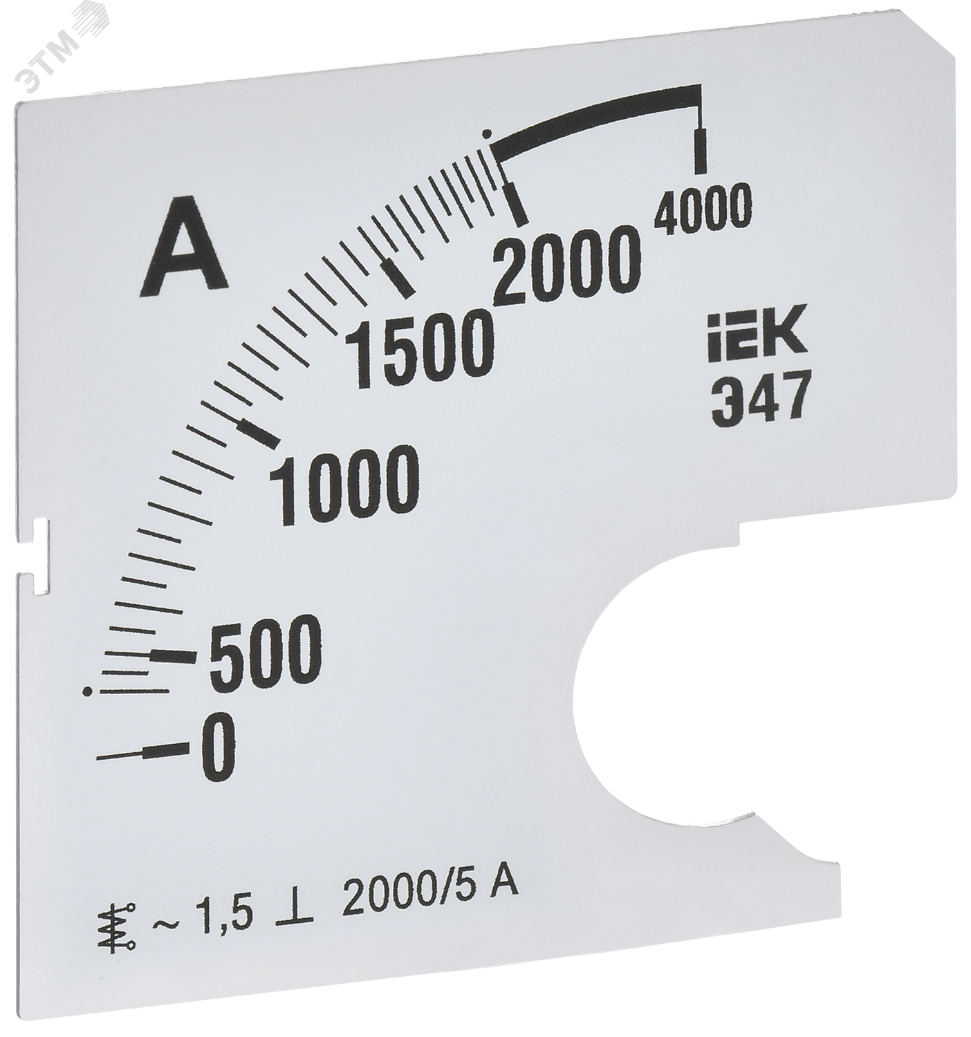 Шкала смен. для амперметра Э47 2000/5А-1,5 72х72мм IPA10D-SC-2000