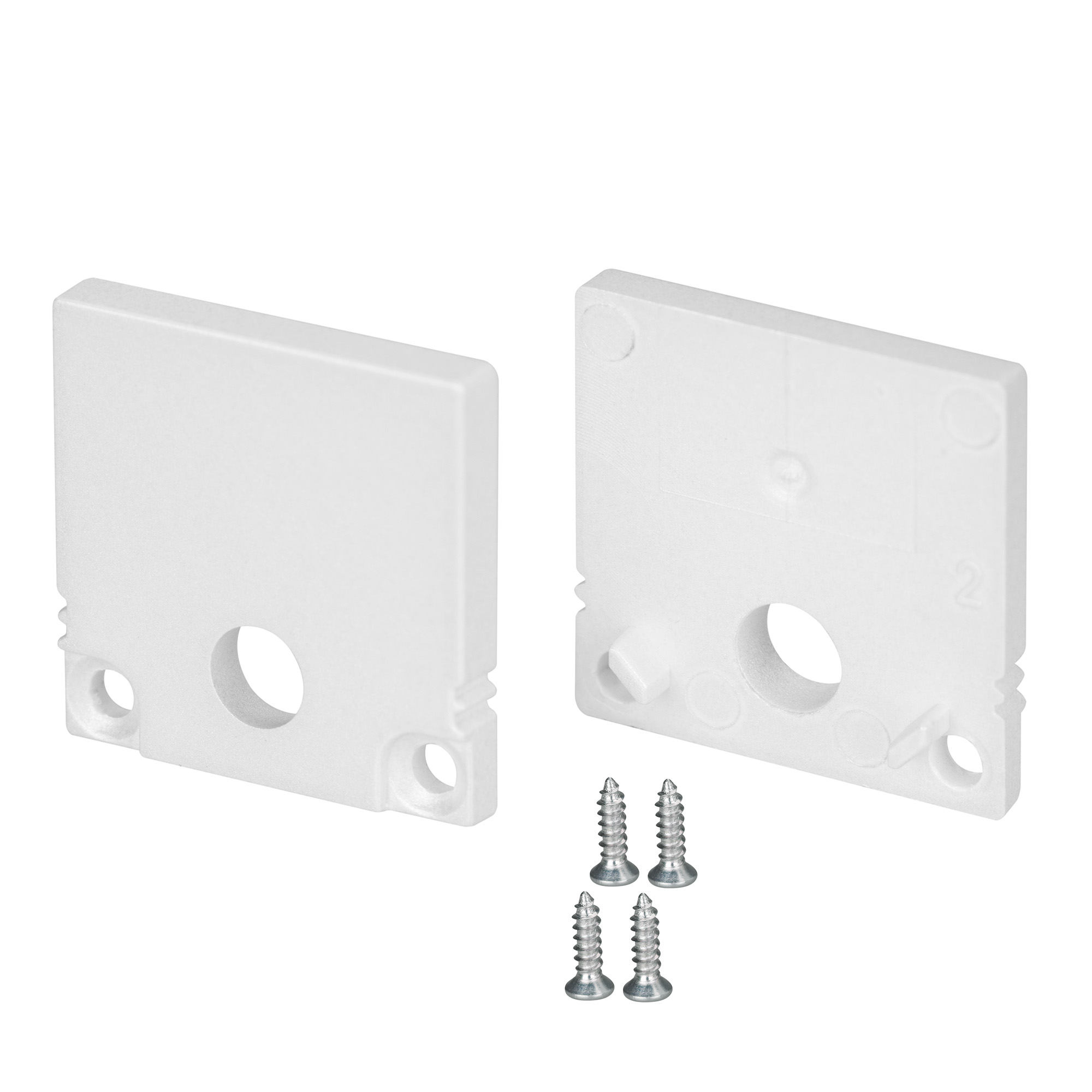 Заглушка SL-SLIM20-H20 WHITE с отверстием 047634 - Пара заглушек белого цвета с отверстиемдля профиля SL-SLIM20-H20. В комплекте 2 заглушки, 4 шурупа. Цена за комплект.