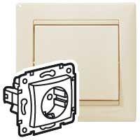 Розетка Valena 2К+З. Немецкий стандарт с защитными шторками, слоновая кость 695613