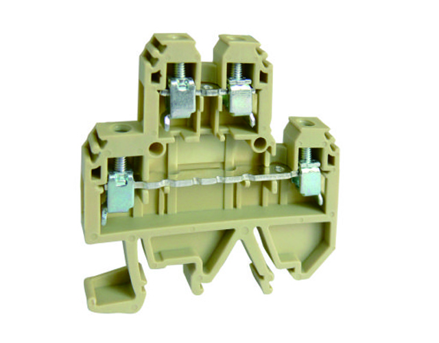 Этажная клемма USK-4/2-2 - Этажная клемма, тип фиксации провода: винтовой, номинальное сечение: 4 мм кв., 32A, 500V, ширина: 6 мм, цвет: бежевый, тип монтажа: DIN 35