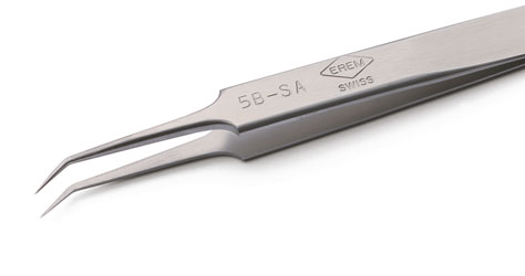 5BSA - Угол 30°, специальная нержавеющая сталь, не магнитится. Утонченный точный изогнутый пинцет, длина 115 мм, 12 г