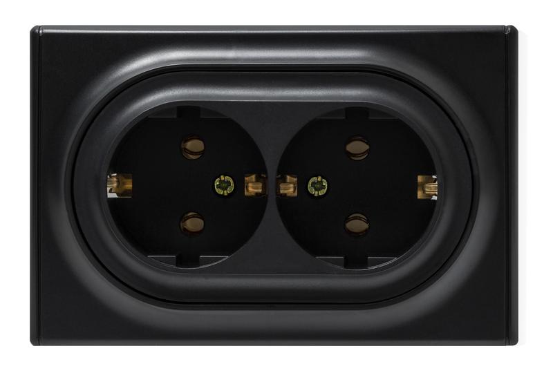 Розетка 2-м СП Florence 16А IP20 с заземл. винт. клеммы черн. 1E10401303 2172813
