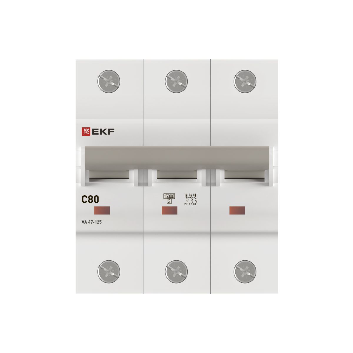 Выключатель автоматический модульный 3п C 80А 15кА ВА 47-125 PROxima EKF mcb47125-3-80C