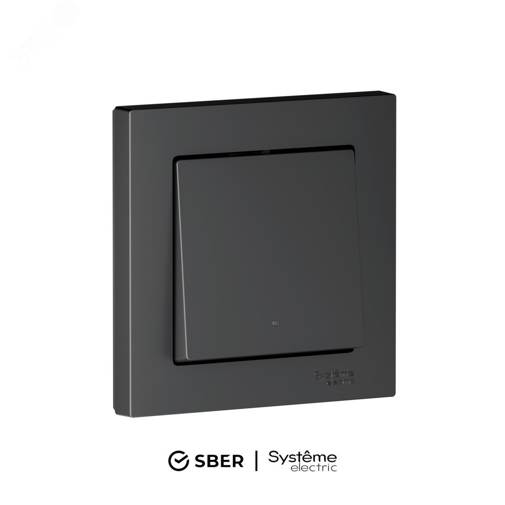 ATLASDESIGN SMART 1-кл. ВЫКЛЮЧАТЕЛЬ с подсв., Zigbee, сх.1, L+N, 10А, мех., КАРБОН ATN001013Z