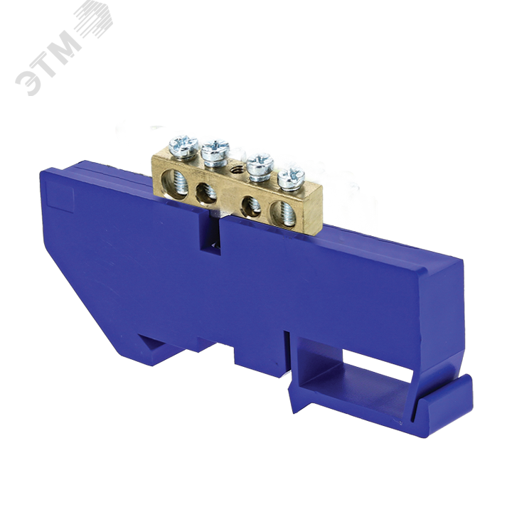Шина нулевая N 6х9 4 отвер. латунь син. изолятор на DIN-рейку PROxima sn0-63-04-d