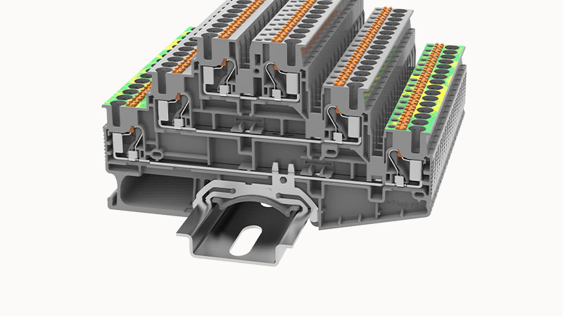 Этажная клемма DS2.5-3L-L/L/PE-01P-11 - Этажная клемма, тип фиксации провода: Push-in,маркировка этажей: L/L/PE, номинальное сечение: 2.5 мм кв., 20A, 500V,ширина: 5,2 мм, цвет: серый, тип монтажа: DIN35