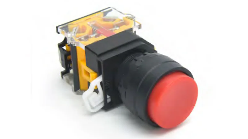 Кнопка  DT22A-FRH11/YE - Кнопка управления в сборе, без фиксации, 24 - 380VAC / DC, 0,6 - 10A, без подсветки, высокая, 1NO1NC, цвет: желтый, диаметр отверстия: 22 мм, пластиковая обойма кнопки