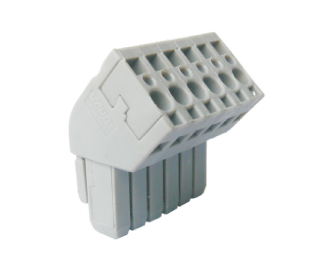 Разъем для клемм UWP-2.5W/5.0-9 - Разъем для клемм, шаг 5.0 мм, 9 полюсов, угол 45 град, цвет: серый