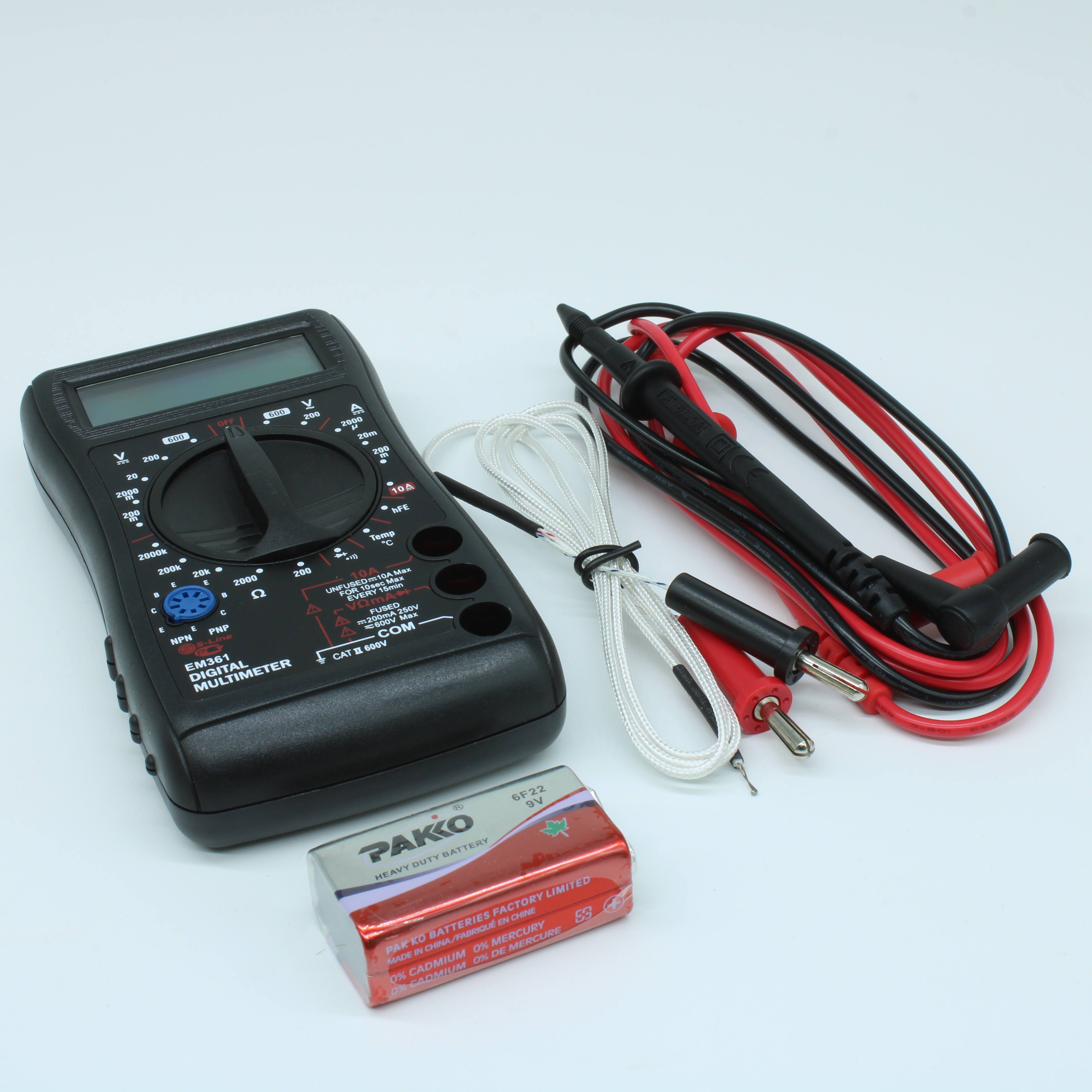 EM361 - Мультиметр цифровой. Тест диодов, транзисторов, измерение температуры, тока, напряжения, сопротивления и другие параметры.