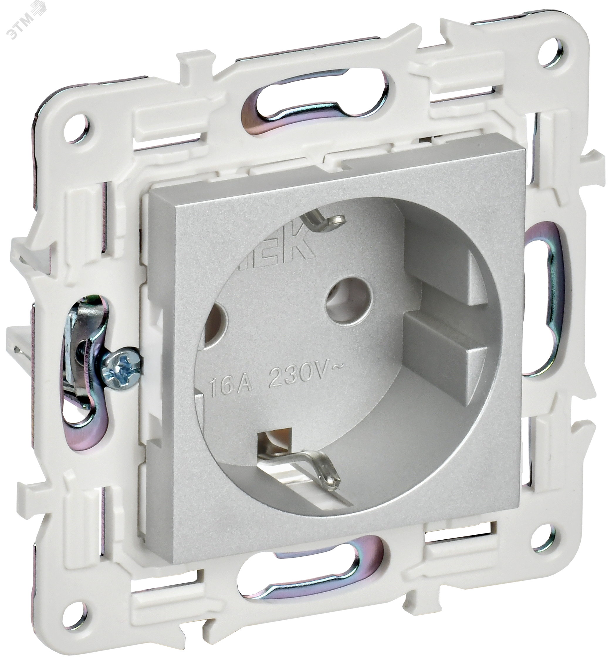 SKANDY Розетка с заземлением без защитных шторок 16А SK-R05S серебряный IEK SK-R11-16-K23
