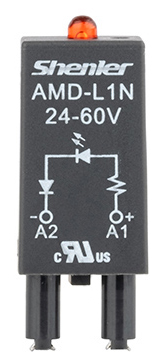 Модуль AMD-L1N 24-250V - Модуль для реле, 24 - 60VAC/DC, красный светодиод, цвет: черный, для колодок: SRU, SKF14, SKC, SKB, STB, SRC*-E, SRB, GZT, GZM, GZS, GZMB, ES32