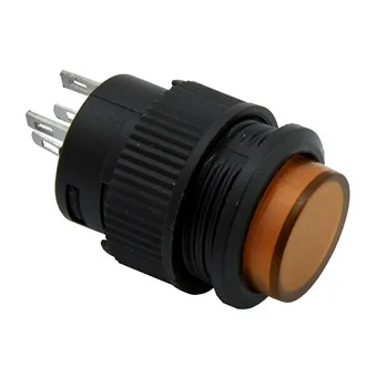 R16-503AD-Y LOCK - Кнопочный переключатель с фиксацией, желтая LED подсветка