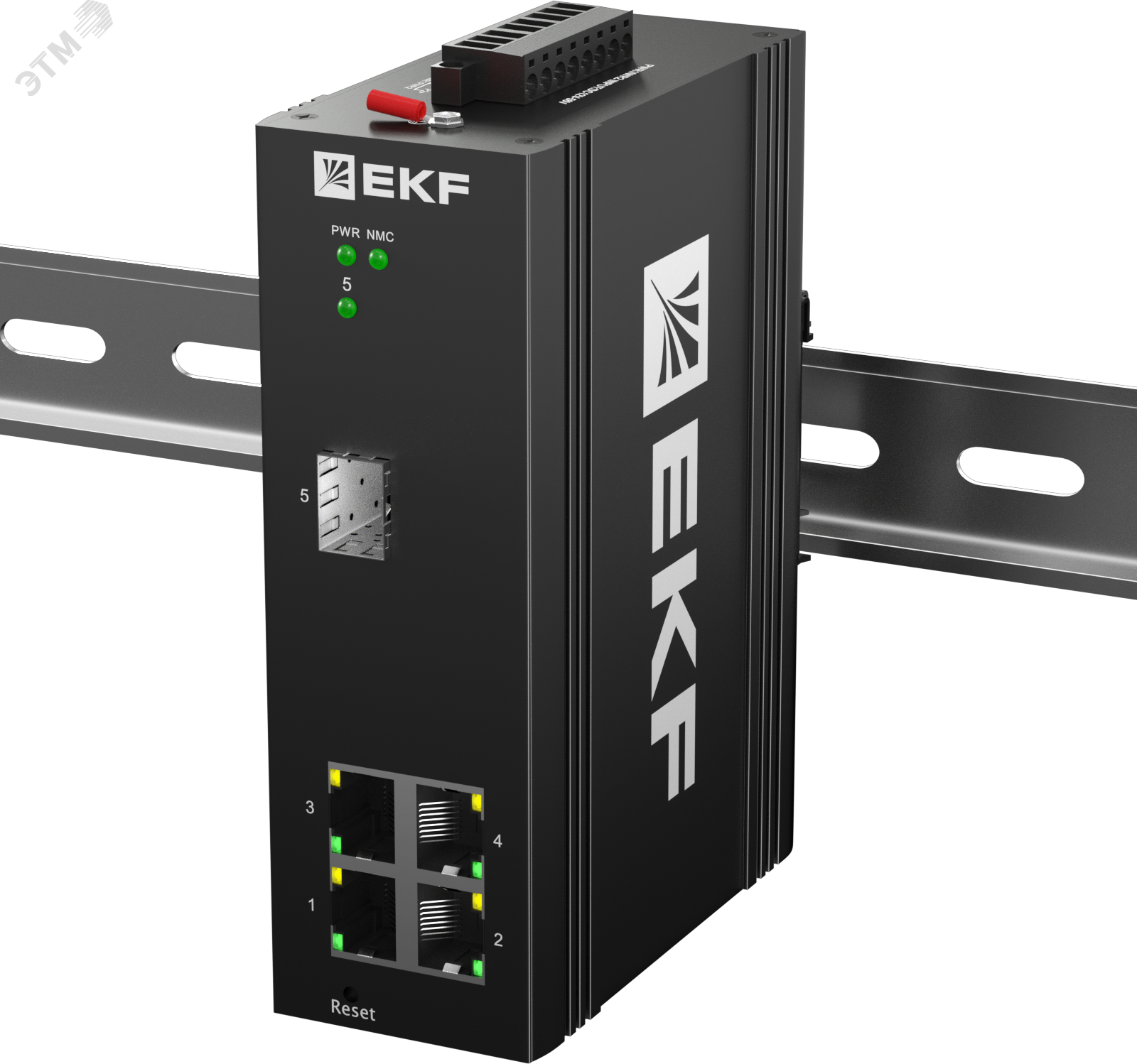 Промышленный управляемый коммутатор уровня L2 ML2-1GX/SFP-4GTP, 1 порт 1000Base-X SFP, 4 порта 10/100/1000Base-T(X) RJ45 c PoE, монтаж на динрейку TSX EKF