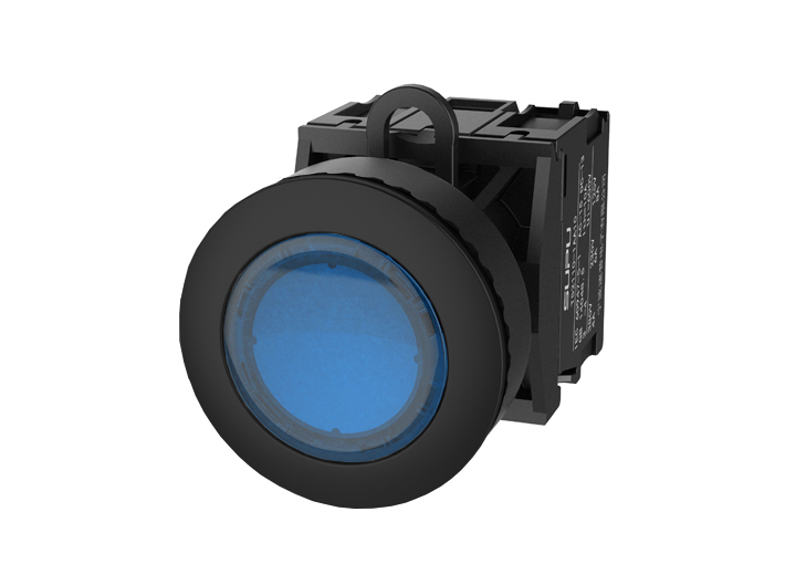 Кнопка выпуклая (синяя) TS2533-0BM40-S20 - Кнопка круглая выпуклая, без блокировки, LED AC/DC 24V, утопленное пластиковое переднее кольцо, с мгновенным нажатием, с контактной группой 2NO, диаметр головки кнопки 36 мм, диаметр посадочного отверстия: 22 мм,