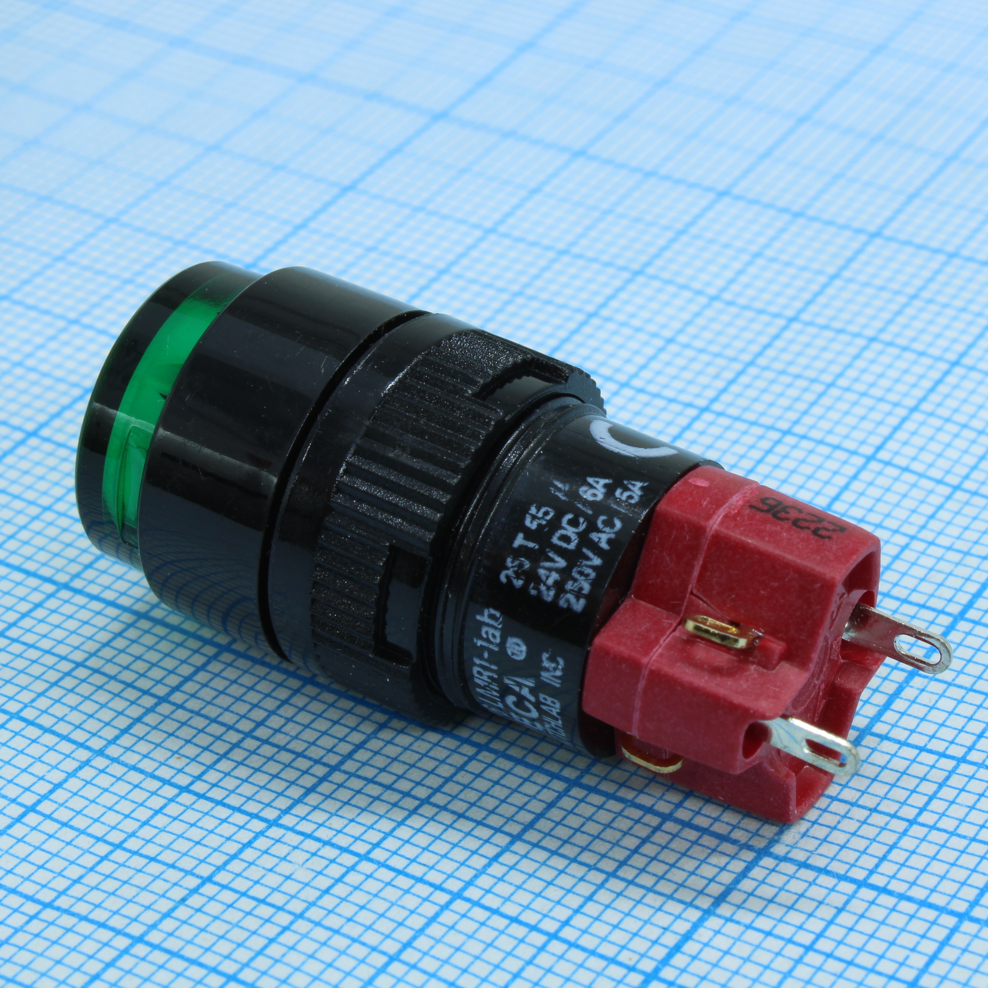 D16LMR1-1ABKG - D16LMR1-1ABKG, Переключатель кнопочный без фиксации 250В/5А LED подсветка 24В