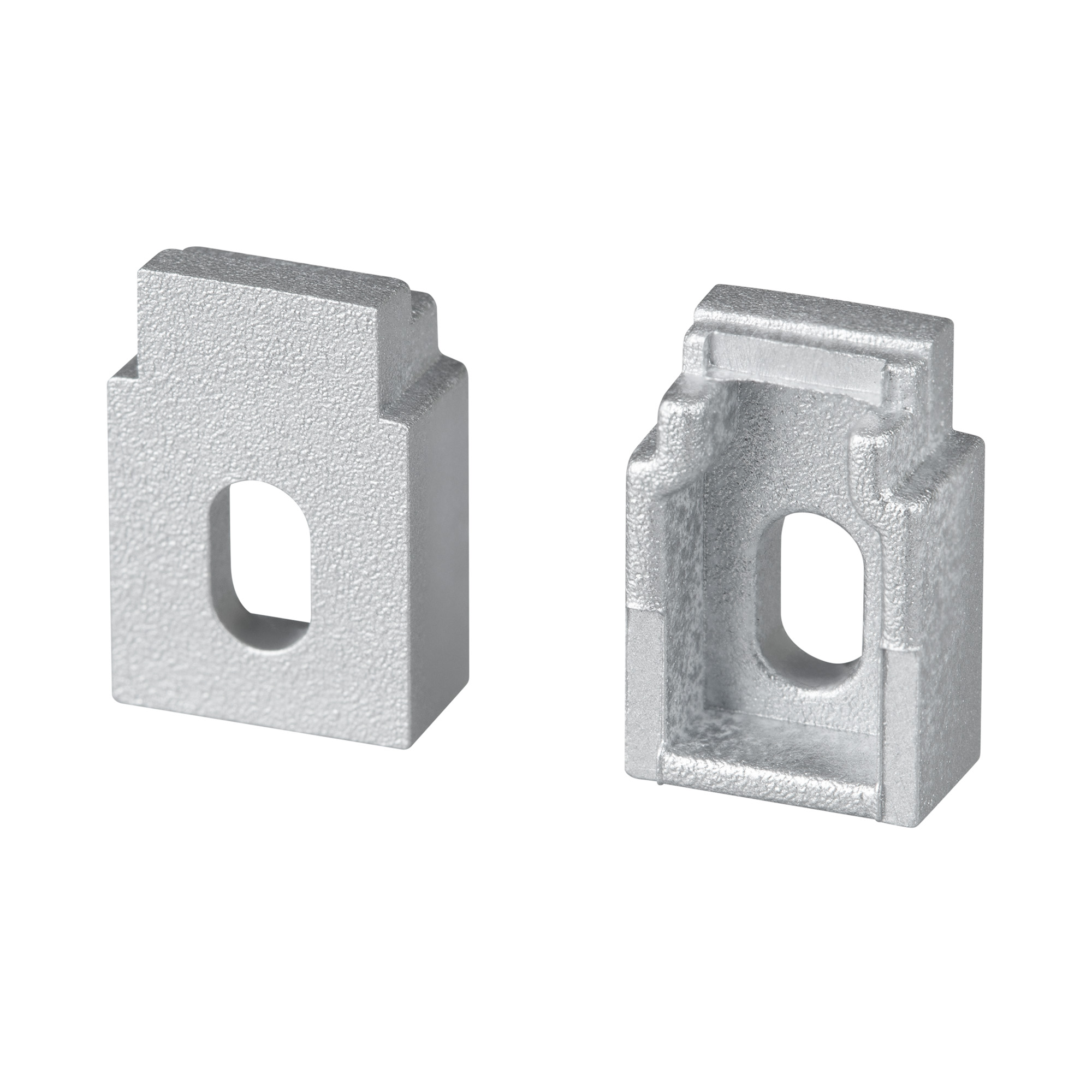 Заглушка WALL-FANTOM-BENT-W10-SIDE с отверстием 043883 - Пара заглушек серебристого цвета с отверстием для профиля WALL-FANTOM-BENT-W10-SIDE. Материал пластик.  В комплекте 2 шт., цена за 1 комплект.