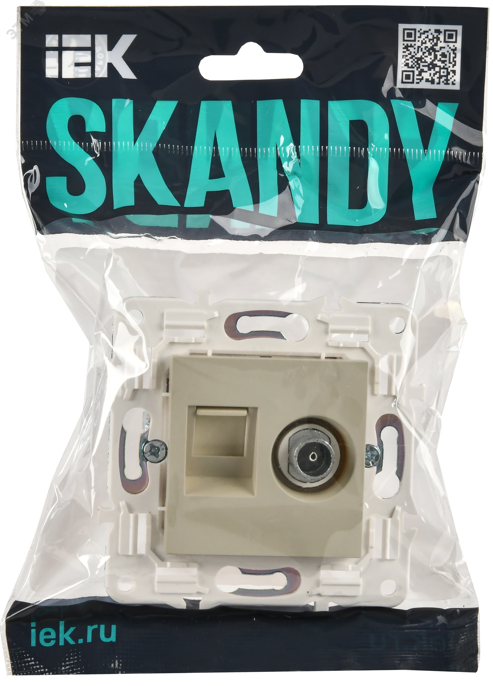 SKANDY Розетка двойная TV+RJ45 кат.5E SK-A14B бежевый IEK SK-AK20-1-K10