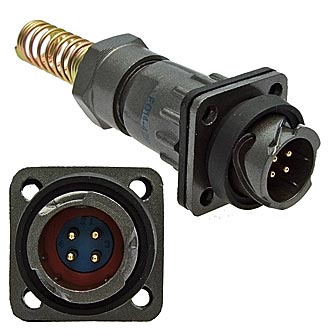 FQ14-4PIN ZPJ-8 - Блочная вилка, 4 контакта, с патрубком и пружинным хвостовиком под кабель 8мм