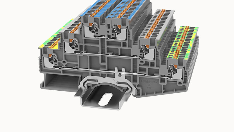 Этажная клемма DS1.5-3L-L/N/PE-01P-11 - Этажная клемма, тип фиксации провода: Push-in,маркировка этажей: L/N/PE, номинальное сечение: 1.5 мм кв., 15A, 500V,ширина: 3,5 мм, цвет: серый, тип монтажа: DIN35