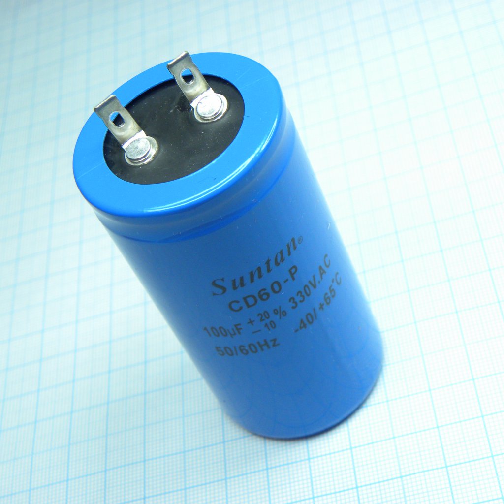 TS13D3L0101VSB000RPT - Конденсатор алюминиевый электролитический для запуска электродвигателя 100мкФ 330В -10%...+20% (42 X 80мм)  2000ч 65°С