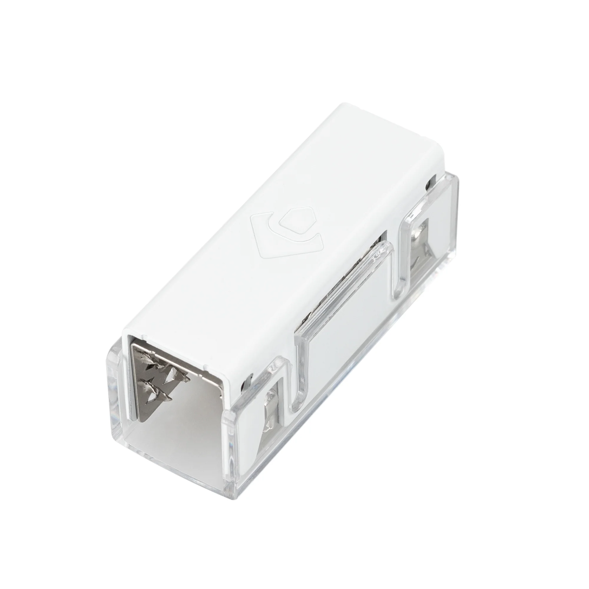 Коннектор питания ARL-MOONLIGHT-1712-CON-POWER-MID-WH 028809 - Герметичный двусторонний коннектор (соединитель) питания для гибкого неона MOONLIGHT, сечение 17х12мм, цвет белый. Подключение питания без пайки, IP54.