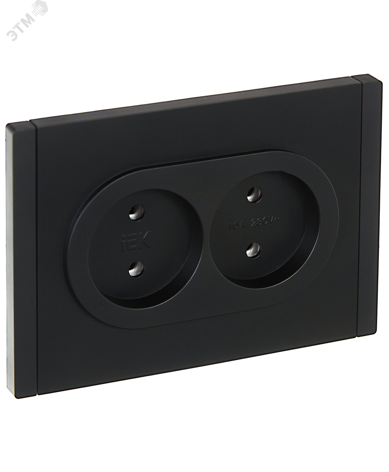 Розетка 2-м СП FORTE&PIANO FP126 10А без заземл. без защ. шторок безвинт. крепл. черн. IEK FP-R20-10-1-K02