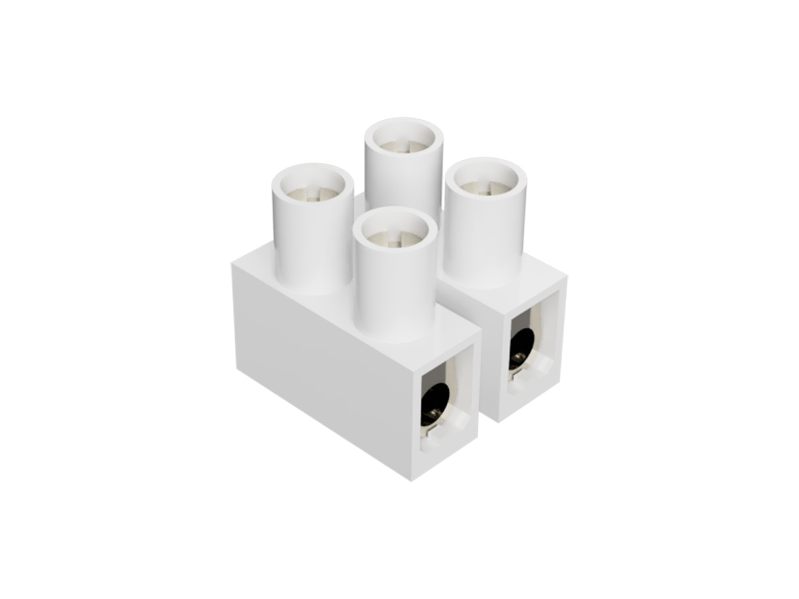 Клеммная колодка 6E / 2 DS - Клеммные колодки, Тип 6 DS, 2 полюса, делимые, с защитой провода, номинальное сечение провода: 4 мм кв., номинальные характеристики: 400 V; 24 A; серия Appliance