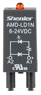 Модуль AMD-LDD1 6-24V DC - Модуль для реле, 6 - 24VDC, зеленый светодиод, диод (+А1/-А2), цвет: черный, для колодок: SRU, SKF14, SKC, SKB, STB, SRC*-E, SRB, GZT, GZM, GZS, GZMB, ES32