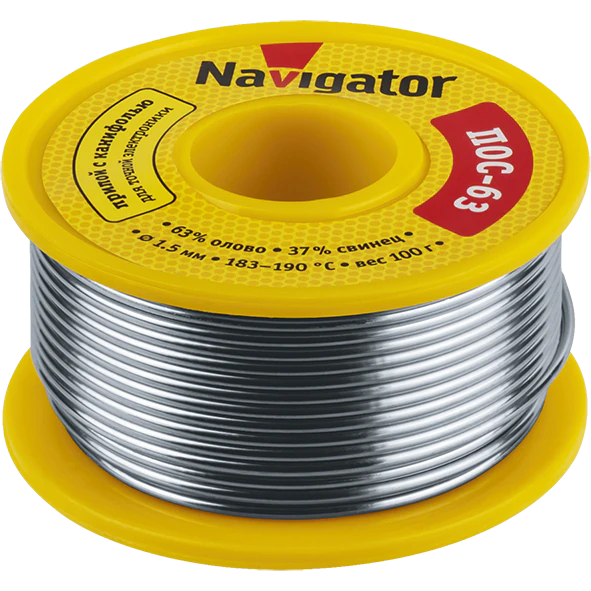 Припой NEM-Pos05-63K-1-K100 (ПОС-63, катушка, 1 мм, 100 гр) Navigator
