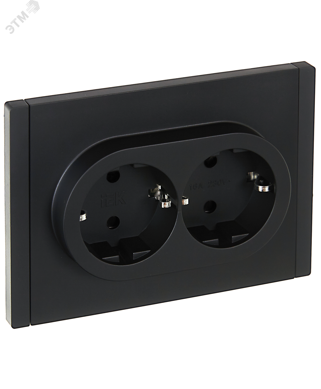 Розетка 2-м СП FORTE&PIANO FP123 16А с заземл. защ. шторки безвинт. крепл. черн. IEK FP-R24-16-1-K02