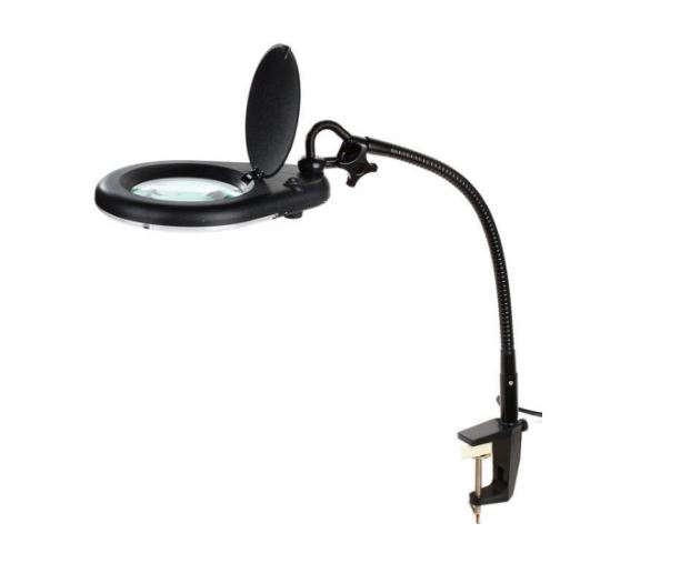 ZD-129B - Линза 125мм 5x настольная на струбцине, гибкая с лампой 22W круговой подсветкой, 220в