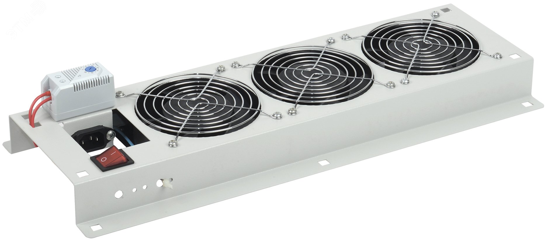 Панель вентиляторная с выключателем и термостатом 3 модуля серая FM35-32M