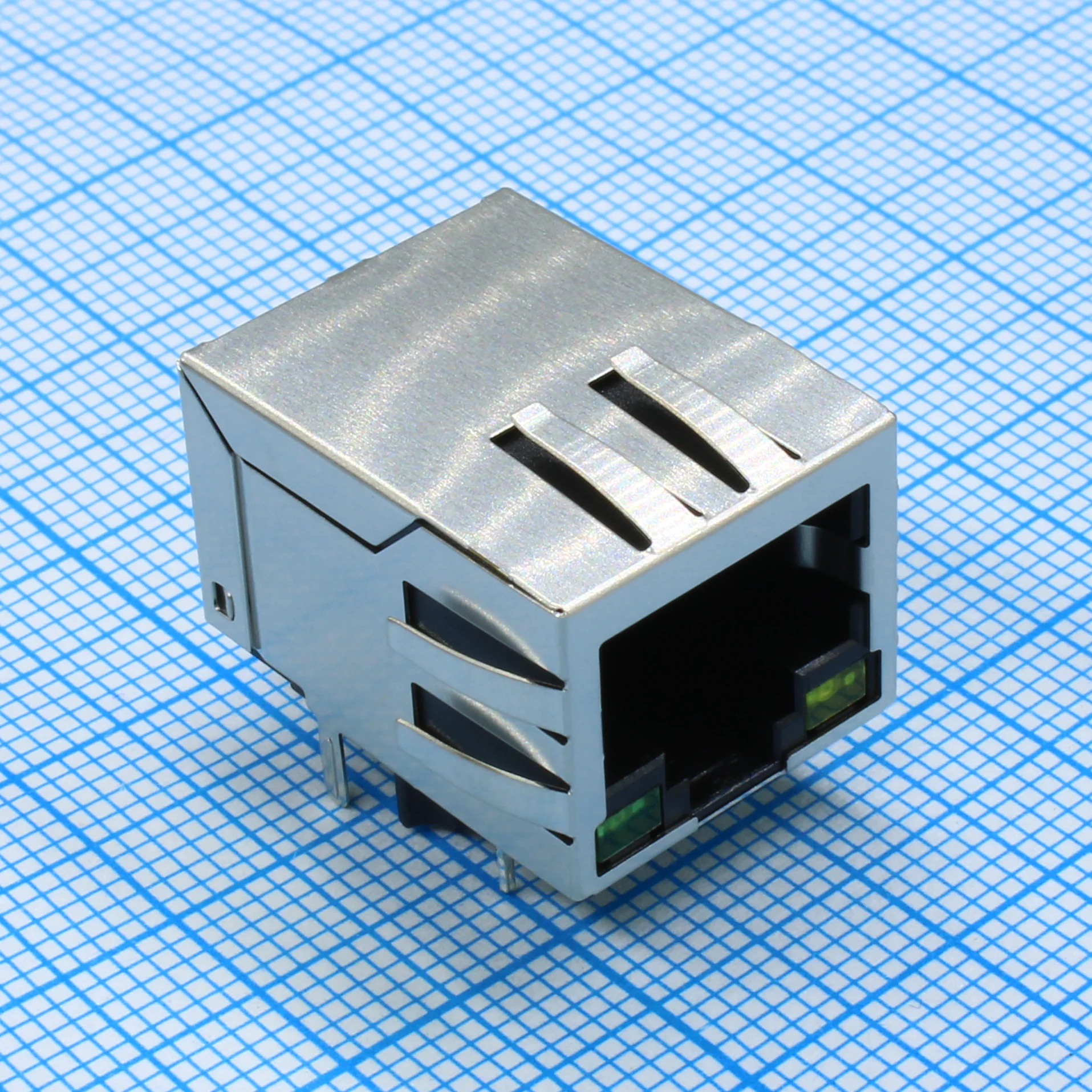 L-KLS12-TL002-1X1-G/Y-1-03 - Разъем RJ45, экранированный со светодиодами (жёлтый/зелёный) и трансформатором, 8P8С