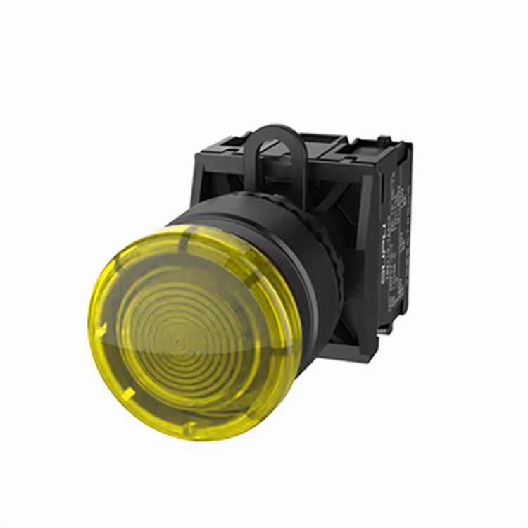 Кнопка грибовидная (желтая) TS2517-0EM30-S10 - Кнопка грибовидная, без блокировки, LED AC 220V, пластиковое переднее кольцо, с мгновенным нажатием, с контактной группой 1NO, диаметр головки кнопки 30 мм, диаметр посадочного отверстия: 22 мм, цвет: желтый