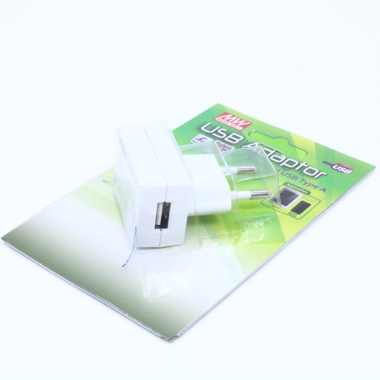 GS05E-USB - AC-DC, 5Вт, сетевой адаптер, выход 5B/1A, вход 90...264B AC 47...63 Гц, 127...370B DC, 41.54x30.2x20мм, -20...+50°С, евровилка, выход USB-A female