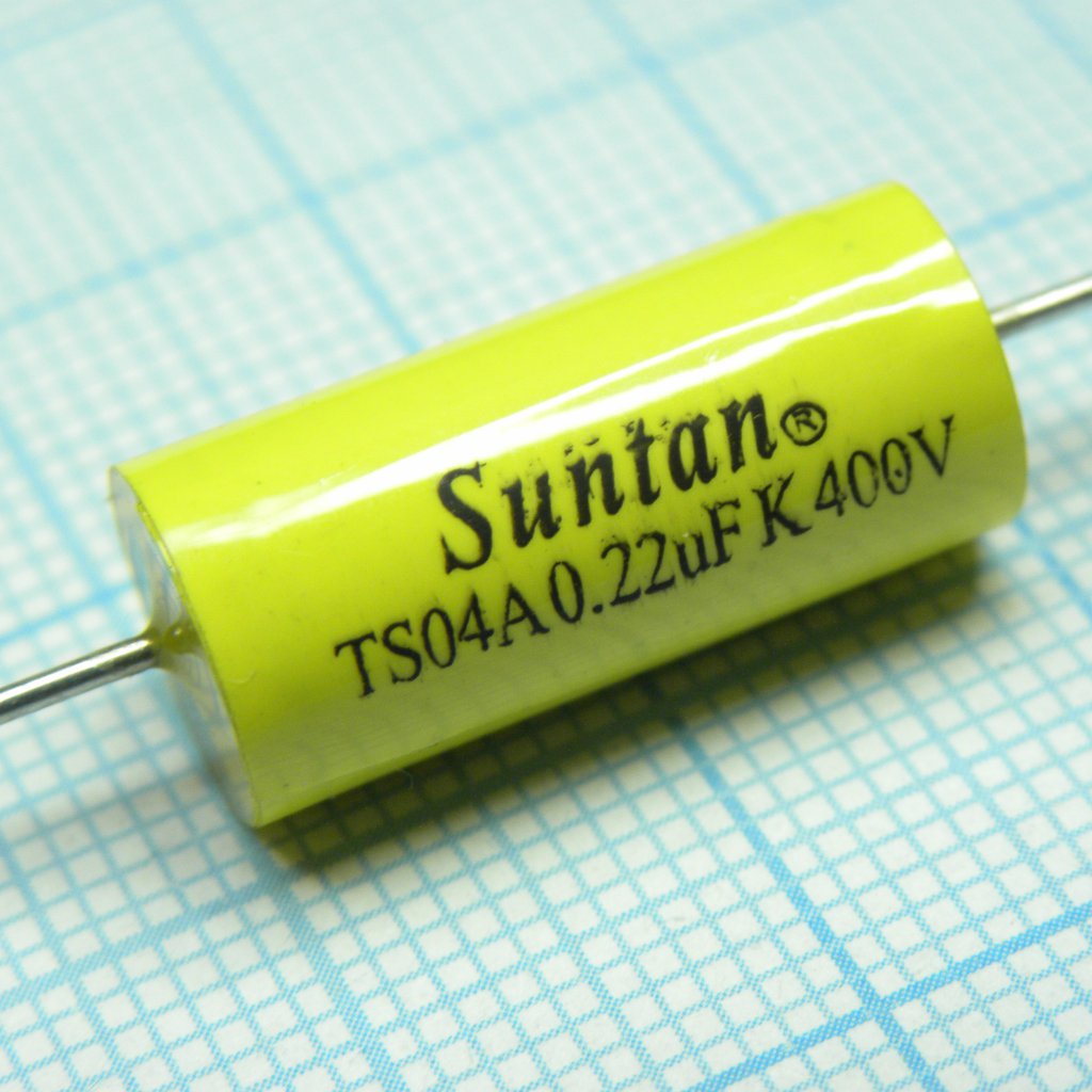 TS04A02G224KSB000R - Конденсатор металлоплёночный полиэтилентерефталатный 0.22мкФ 400В ±10% (21х9.5мм) аксиальные выводы 105°C россыпь