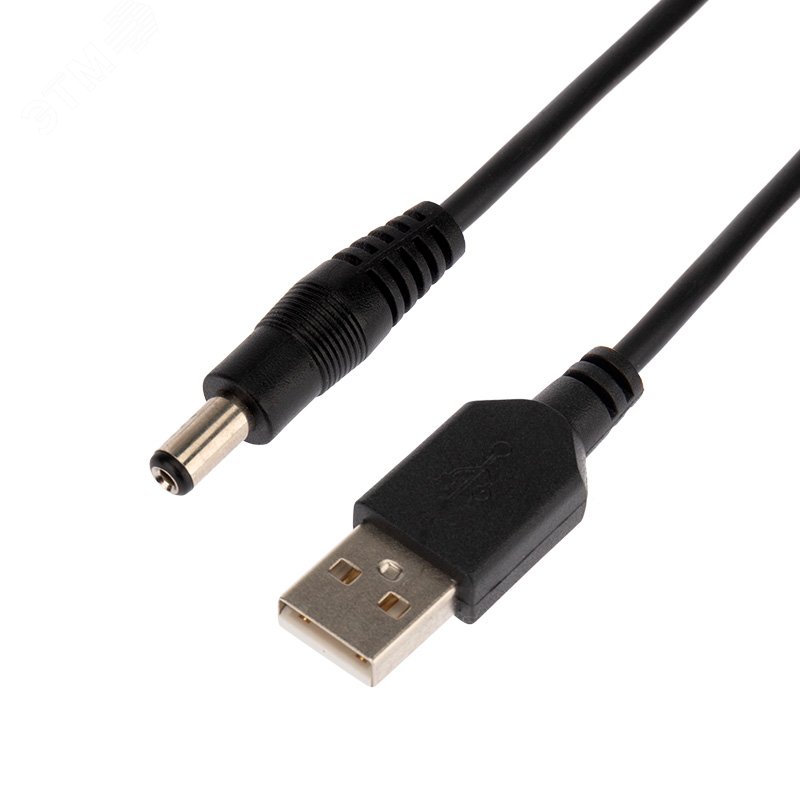 Шнур USB штекер - DC разъем - 2,1х5,5мм  DC штекер,1,5 метра,черный