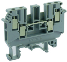 Проходная клемма UKHV-4/2X2 - Проходная клемма, 4 точки подключения, тип фиксации провода: винтовой, номинальное сечение: 4 мм кв., 32A, 1000A, ширина: 6,2 мм, цвет: серый, тип монтажа: DIN 35