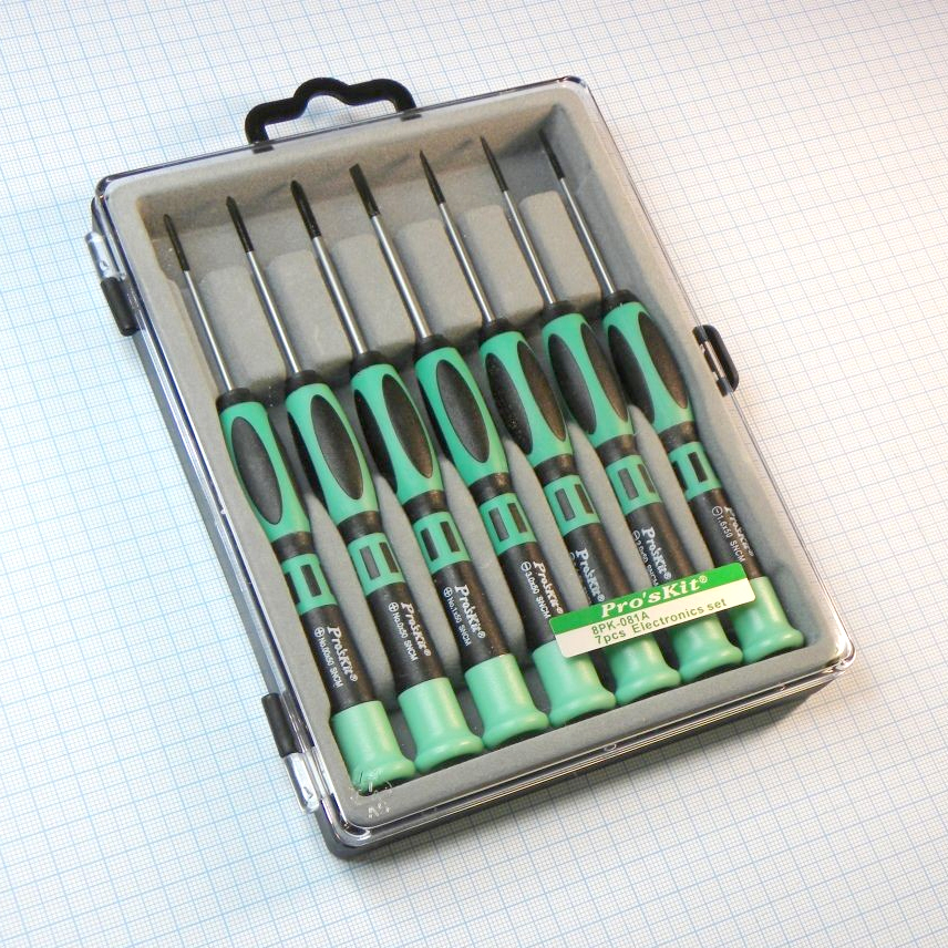 SD-081A - Набор прецизионных отверток 7 прецизионных крестообразных и плоских отверток