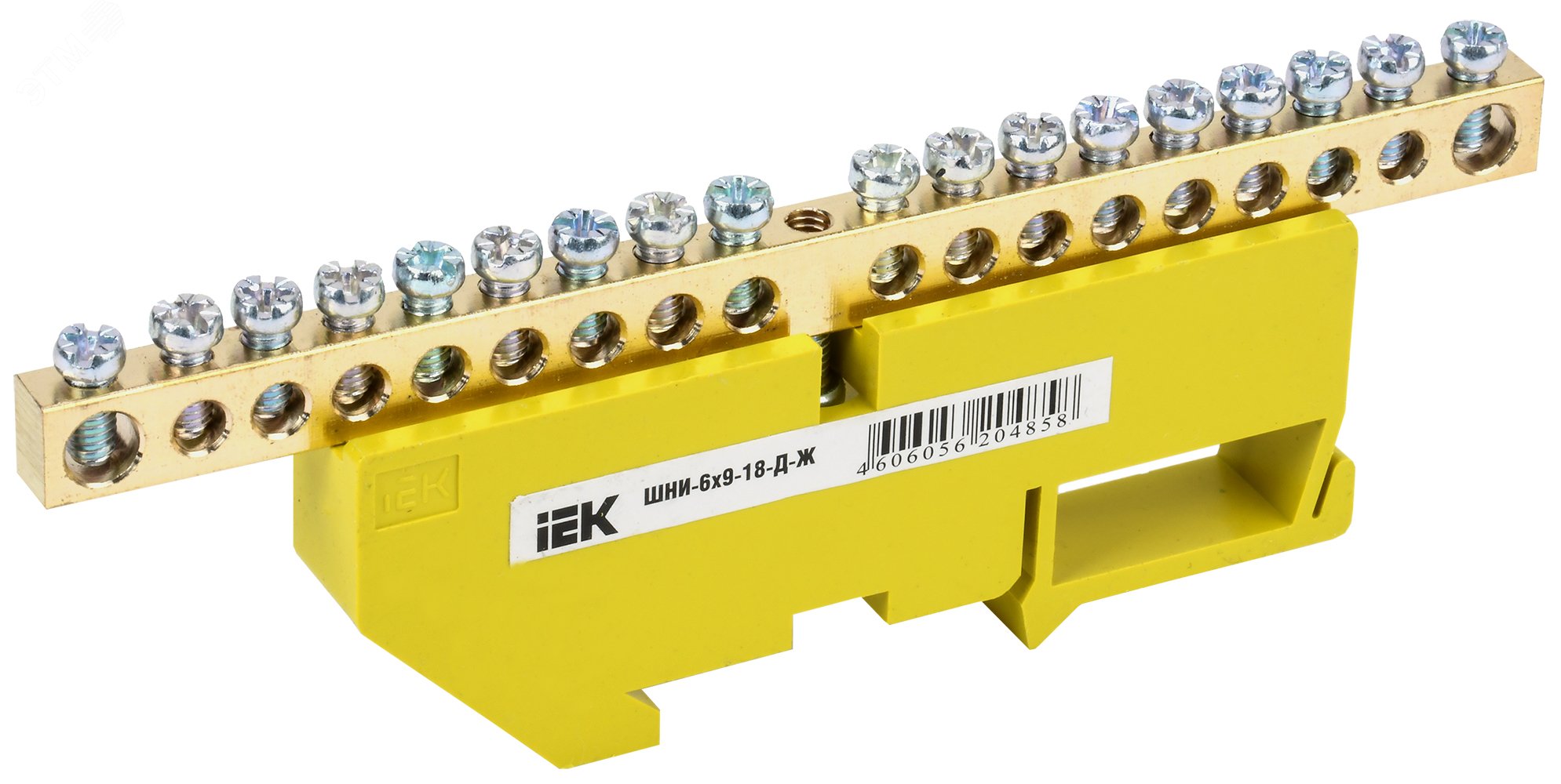 Шина PE "земля" на DIN-изол ШНИ-6х9-18-Д-Ж YNN10-69-18D-K05