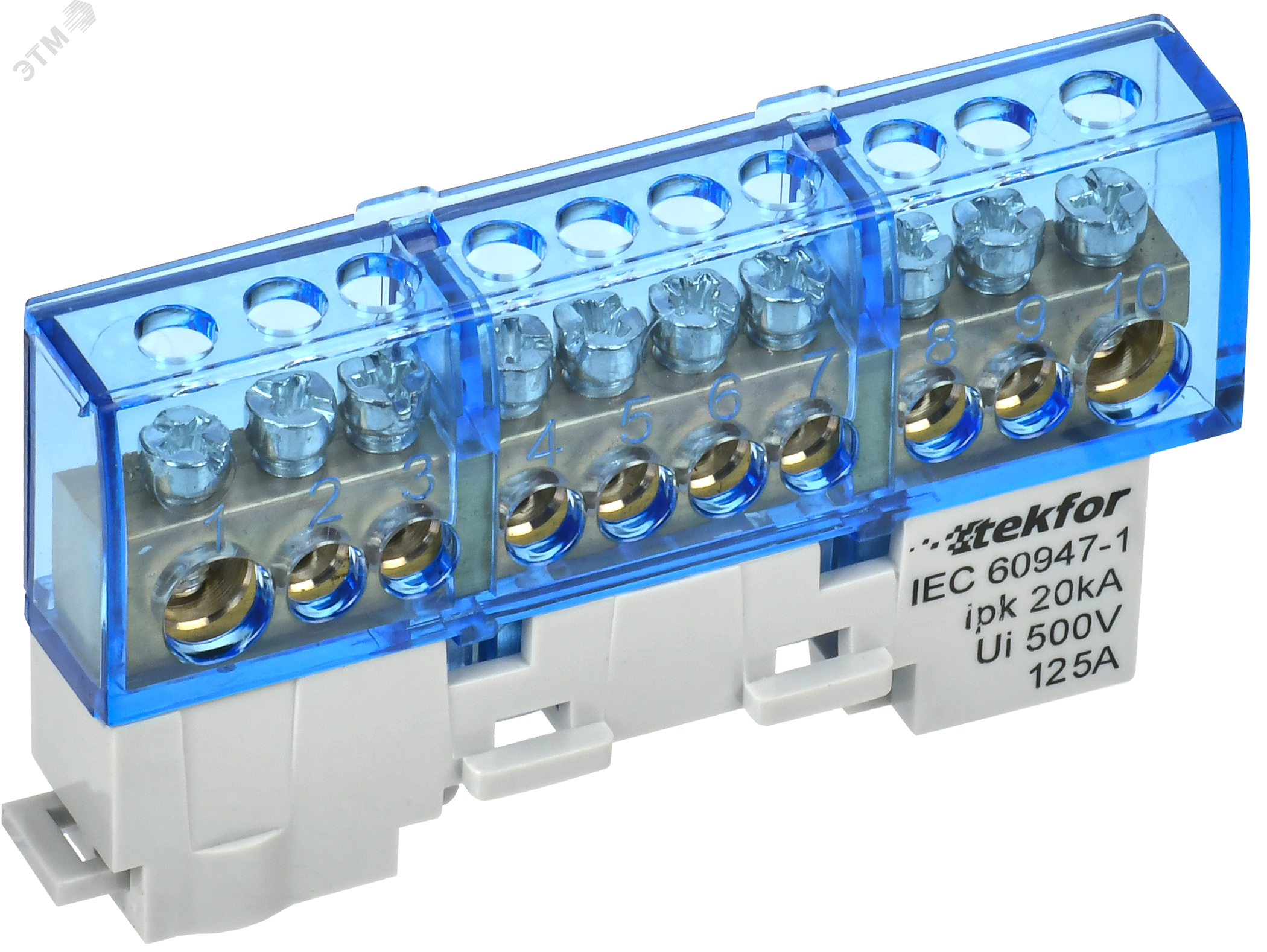 TEKFOR Шина N ноль изолированная на универсальном держателе 8х12-10-С IEK TF-NN20-10-KL-K07