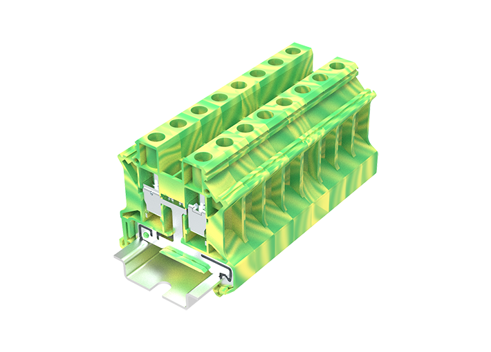 Заземляющая клемма TU10-2-PE - Заземляющая клемма, тип фиксации провода: винтовой, номинальное сечение: 10 мм кв., ширина: 10,2 мм, цвет: желто-зеленый, тип монтажа: DIN 35