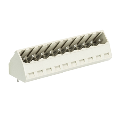 Вилка Wiecon 8113 S / 10 S OB GR - Вилочный разъем, угол 45 градусов, на плату, шаг 5 мм, 10 полюсов, фиксация на плате пайкой, 400V, 12А, без маркировки, цвет: серый, серия 8113 S S