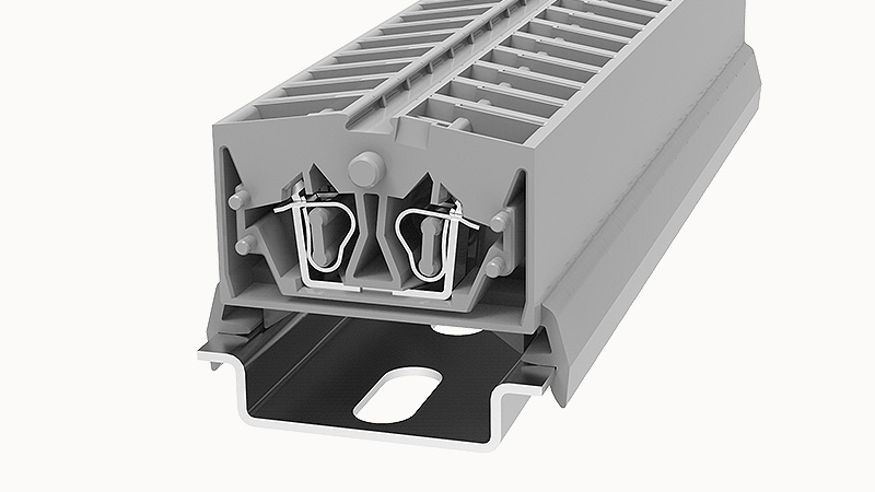 Проходная клемма WS2.5T-DIN35-01P-11 - Проходная клемма, 4 точки подключения, тип фиксации провода: пружинный, номинальное сечение: 2,5 мм кв., 24А, 800V, ширина: 10 мм, цвет: серый, тип монтажа: DIN35