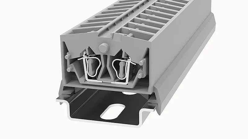 Проходная клемма WS2.5T-DIN35-01P-11 - Проходная клемма, 4 точки подключения, тип фиксации провода: пружинный, номинальное сечение: 2,5 мм кв., 24А, 800V, ширина: 10 мм, цвет: серый, тип монтажа: DIN35