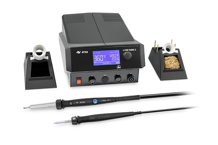 0ICV2005AI - Двухканальная антистатическая паяльная станция i-CON VARIO 2 MK2 для монтажа и демонтажа с термофеном i-TOOL AIR S 0470ERJ и паяльником i-TOOL MK2 0105CDJ с возможностью подключения других инструментов