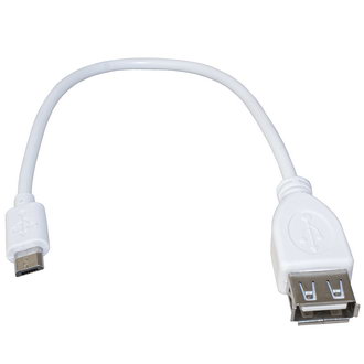 USB2.0 A(F)-MICRO USB B(M) W 0.2M - Шнур переходник, USB A гнездо - USB micro штекер, длина 20см, белый