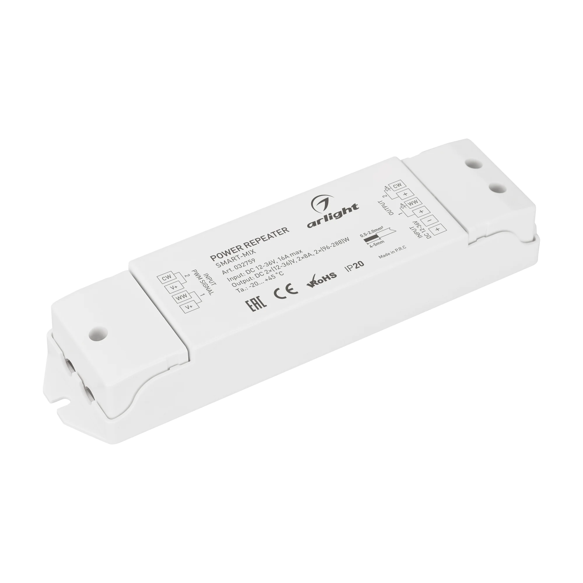 Усилитель SMART-MIX (12-36V, 2x8A) 032759 - Двухканальный усилитель для контроллеров SMART-MIX (12-36V). Питание 12-36V. 2 канала, ток нагрузки 2x8A, мощность нагрузки 192-576W. Размер 175x45x27 мм.