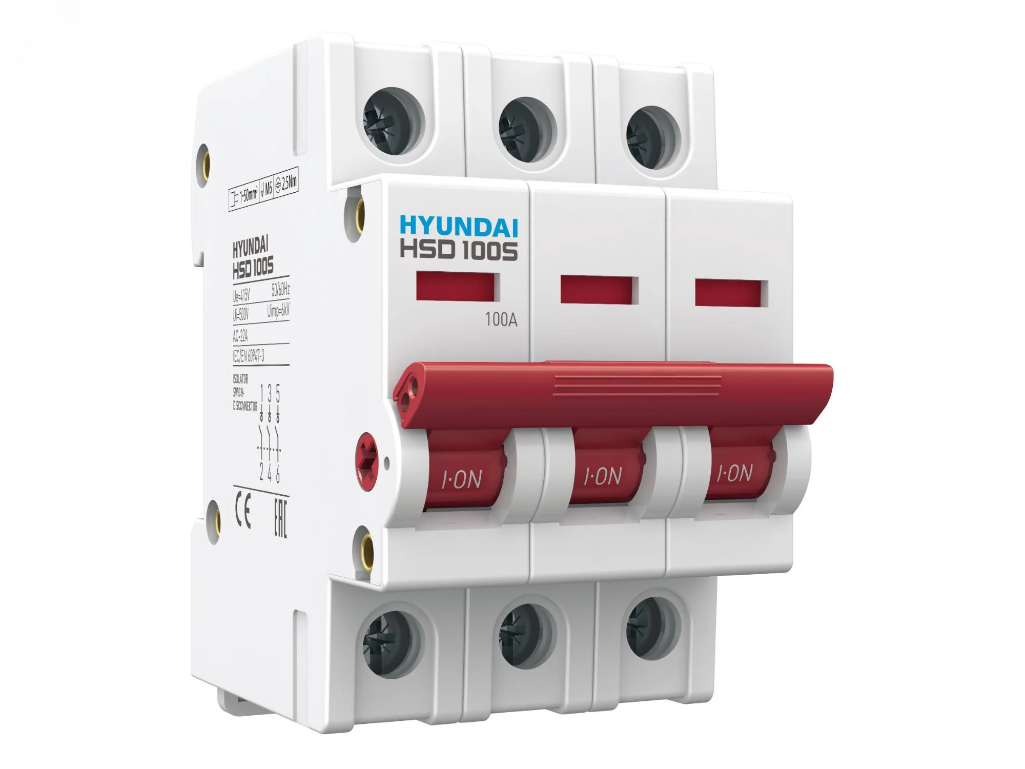Выключатель нагрузки трехполюсный 125А HSD HSD100S3PDSS0000C00125_C